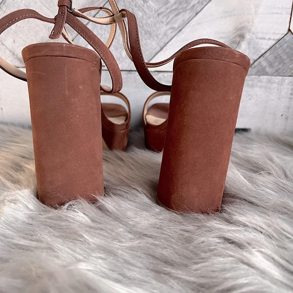 STEVE MADDEN LESSA NUBUCK ANKLE STRAP PLATFORM HEELS    SIZE 9.5 - Picture 8 of 12